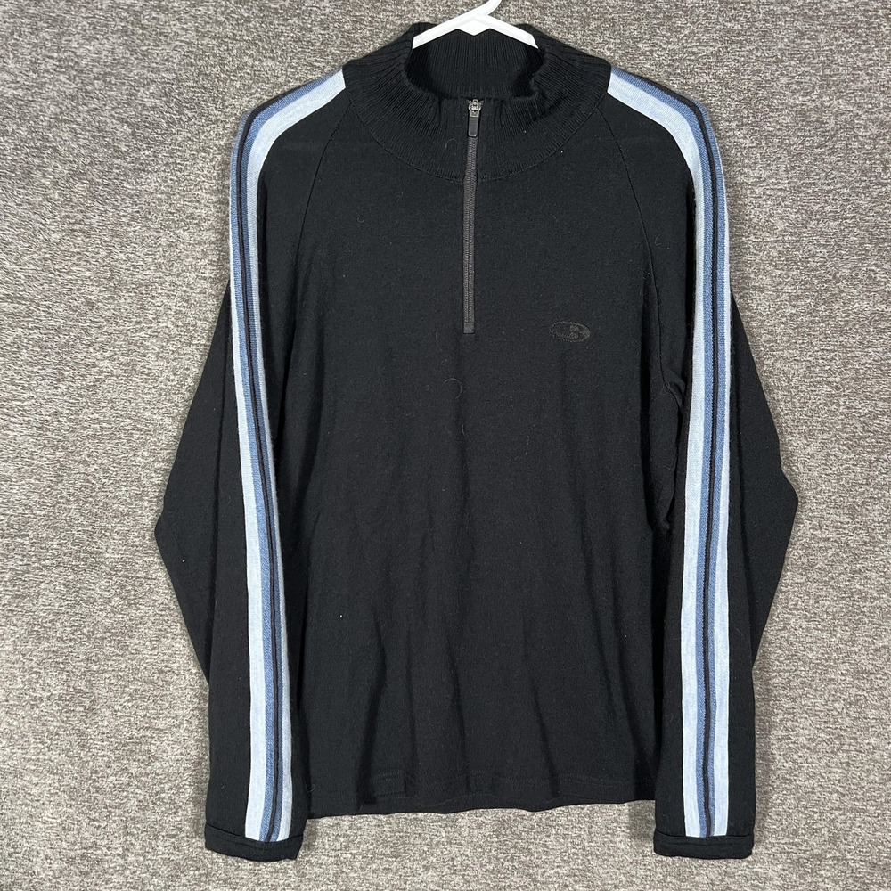 Icebreaker‎ Pullover Sweater Mens Large Black Sport LTD 1/4 Zip Merino Wool Top